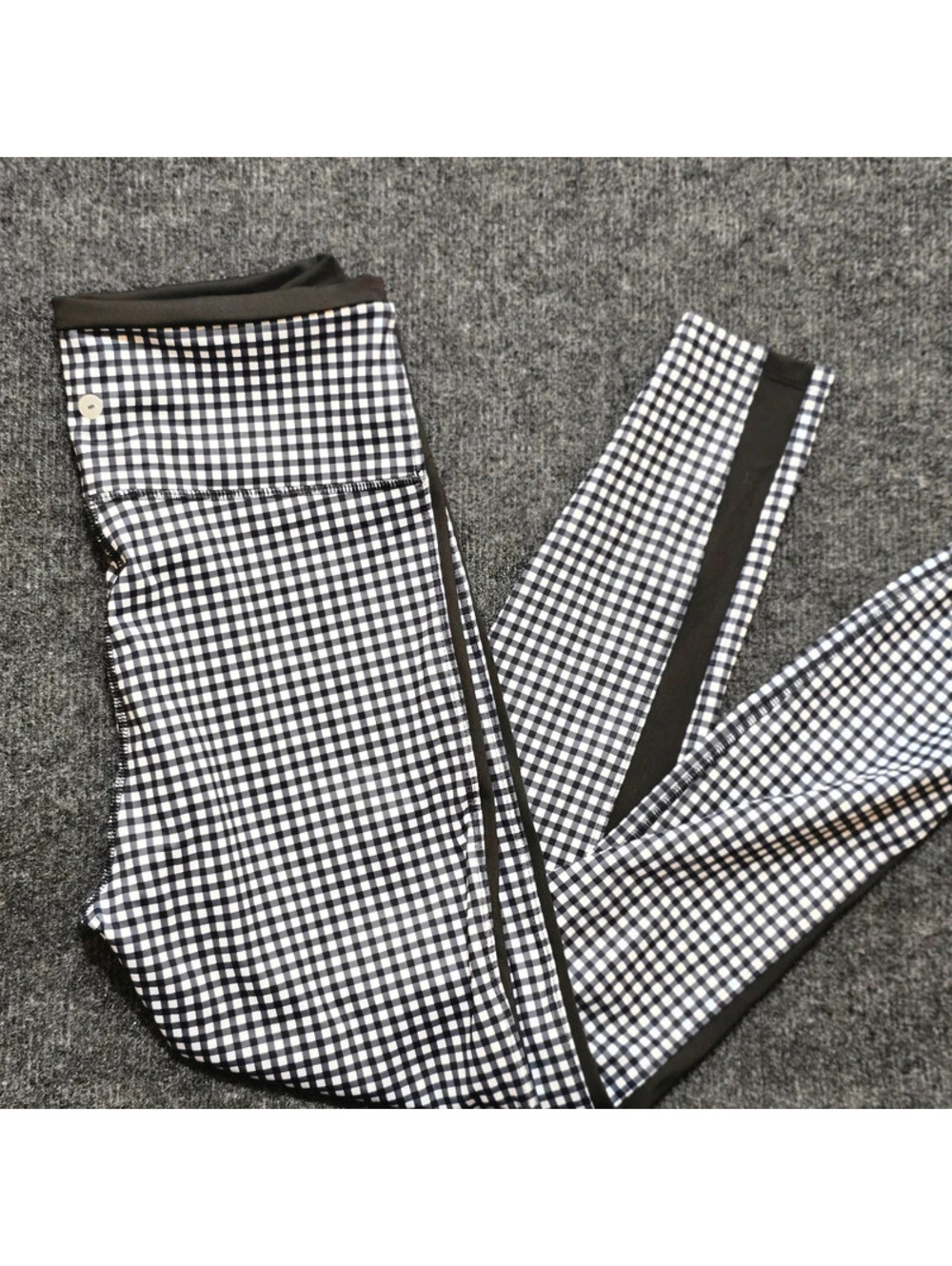 Avia Black White Gingham Plaid Leggings Womens Small S High Rise Checkered